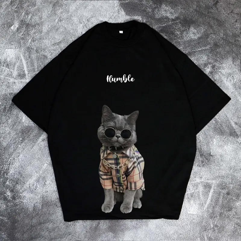 KAOS BAJU TSHIRT KATUN OVERSIZE HUMBLE CAT / LENGAN PENDEK WANITA PRIA COMBED 24S 1