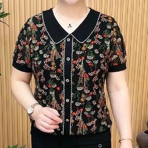 Summer New Short Sleeve T-Shirt Women Fashion Plus Size Mom Tops