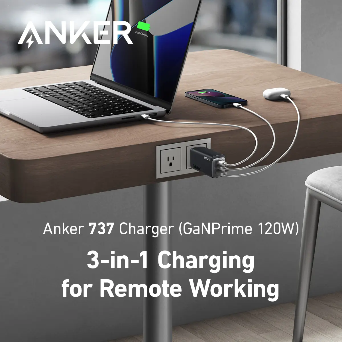 [Củ 120W] Dành cho Laptop | Củ Sạc Anker 3 cổng 2C1A 737 GaNPrime - 120W - Hỗ trợ GaN, PowerIQ - A2148 | BigBuy360 - bigbuy360.vn