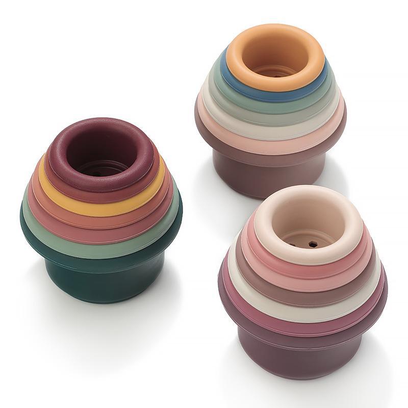 Product Introduction of Silicone Baby Stacking Toys, 7 Counts/set Baby Stacking Tower Cup, Early Education & Smart Toy, Gift for Baby Boys and Girls 0