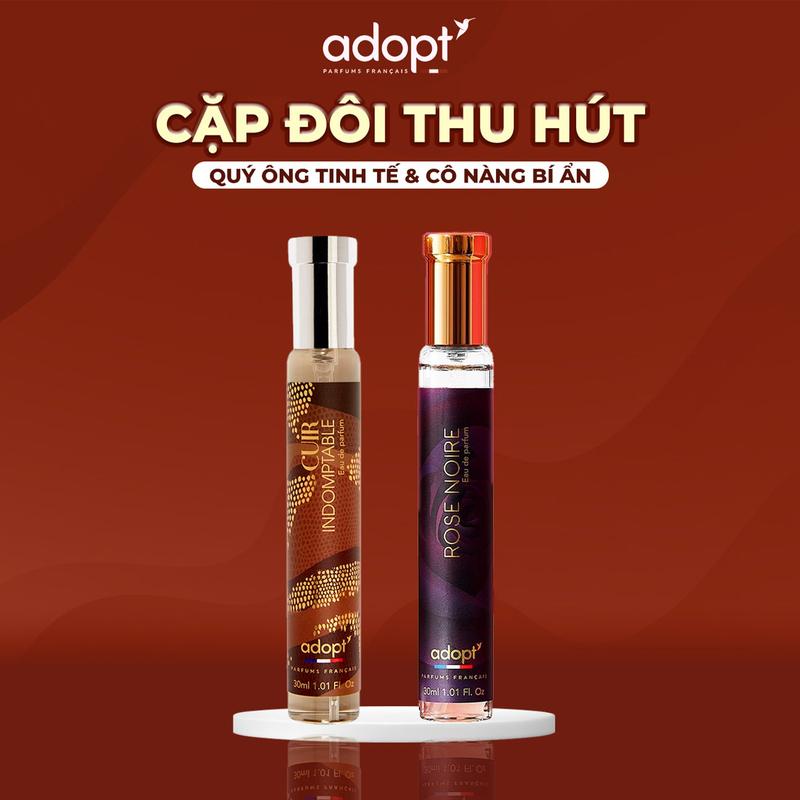Combo đôi Cuir Indomtable + Rose Noire - Nước hoa Pháp chính hãng Pháp 30ml, hương thơm sang trọng, thu hút Perfume