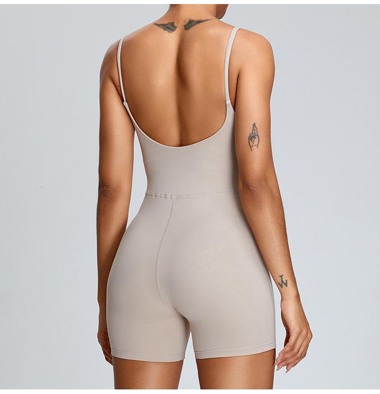 Product Introduction of New Nude Yoga Jumpsuit For Women High-Intensity Dance Jumpsuit Fitness Suit Tight Fitting Sports Jumpsuit 11