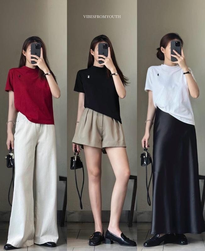 A04 Áo Baby Tee thêu ngựa basic dày dặn chất mát mịn Mi.clothing