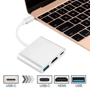 Converter Konektor USB Type C to 3 in 1 HDMI Converter USB 3.0 Type C Alat Laptop