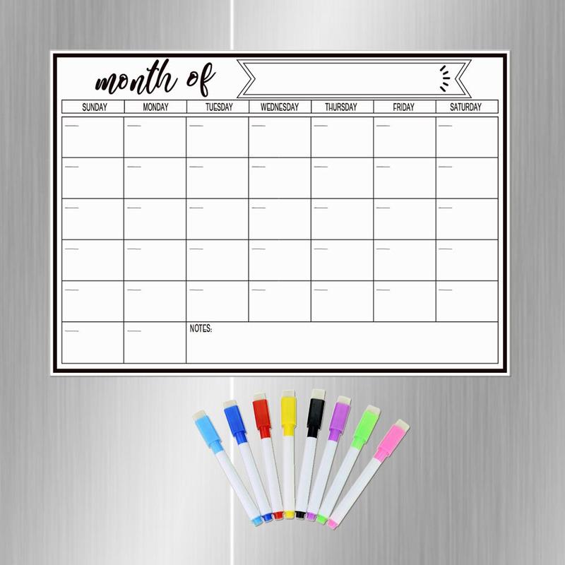 Magnetic Monthly Calendar, 1 Count Refrigerator Planner  Dry Erase Board, Planning Board for Kitchen Office School Refrigerator 6