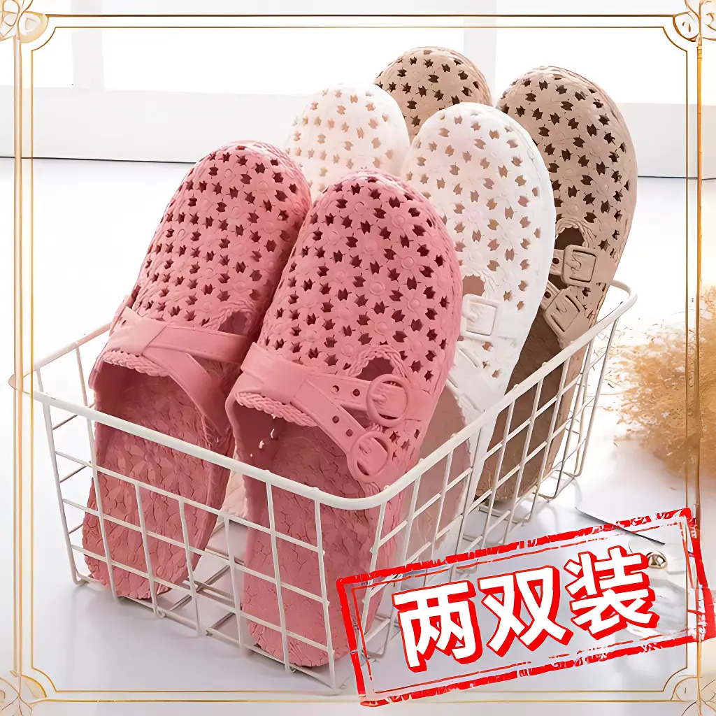 Trêu ghẹo nữ, đi trong nhà mùa hè, đóng ngón chân, thoáng khí, không trơn trượt, đi trong nhà, đế bằng, mua một tặng một ưu đãi, thích hợp cho sử dụng bên ngoài