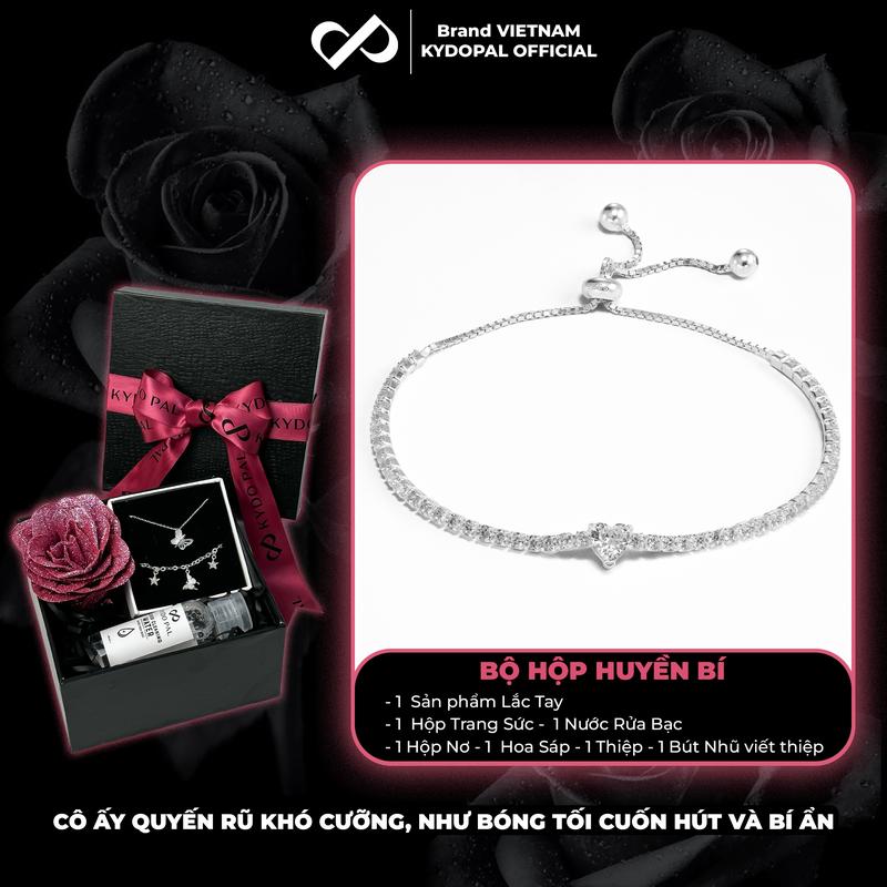 Lắc tay bạc KYDOPAL đính đá cá tính trang sức nữ trái tim cao cấp ý 925 - PAL9A8L1