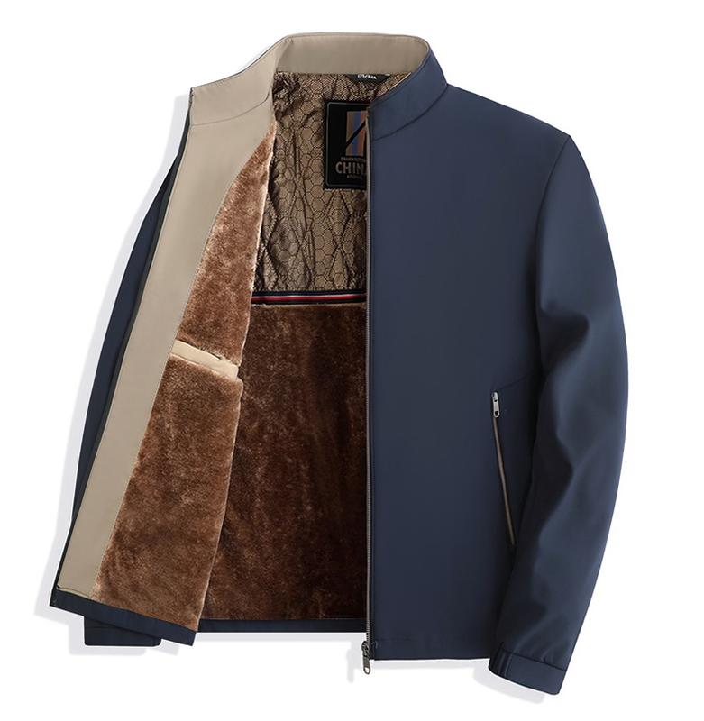 Áo khoác nam lót lông ấm áp tặng bố cổ tàu bo chun có khóa túi chống rơi đồ Ak25 Menswear Jacket Kaki áo  khoác đứng aokhoac 1