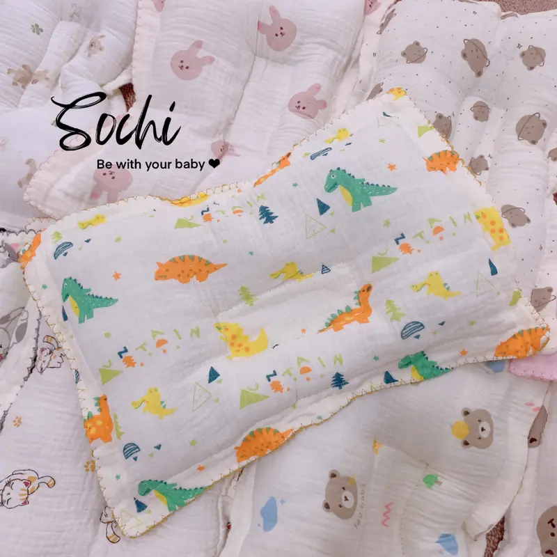 Gối chống bẹp đầu vải xô muslin cho bé 4