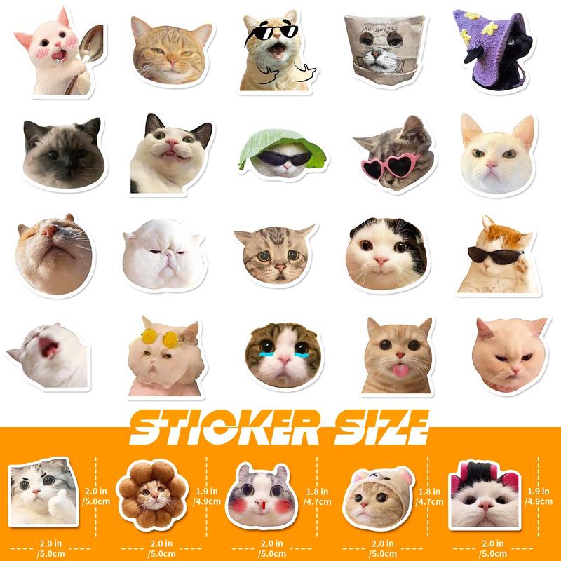 50 Pcs Cute Cat Pattern Stickers, Waterproof Decoration Stickers for Kids Teens, Funny Stickers Decals for Cat Lovers Laptop Water Bottle Scrapbook 5