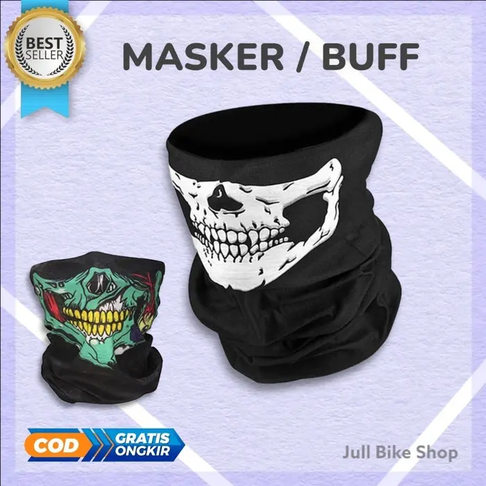 Buff bandana motif tengkorak rider kain sepeda motor masker rahang