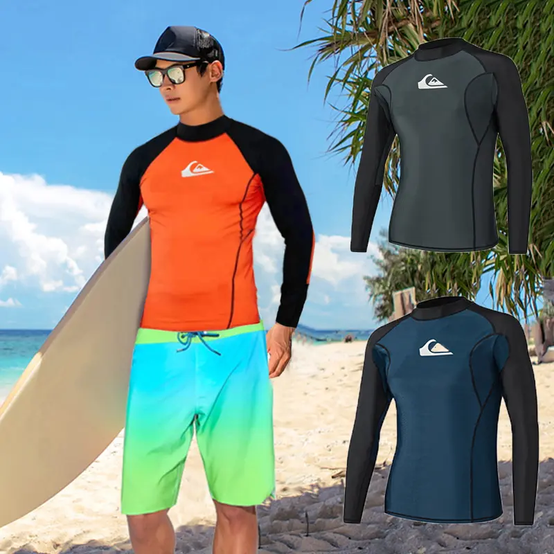 Men's Sun Protection Long Sleeve Swim Shirts UPF 50+ Loose Fit Rash Guards Fishing Quick Dry Clothing