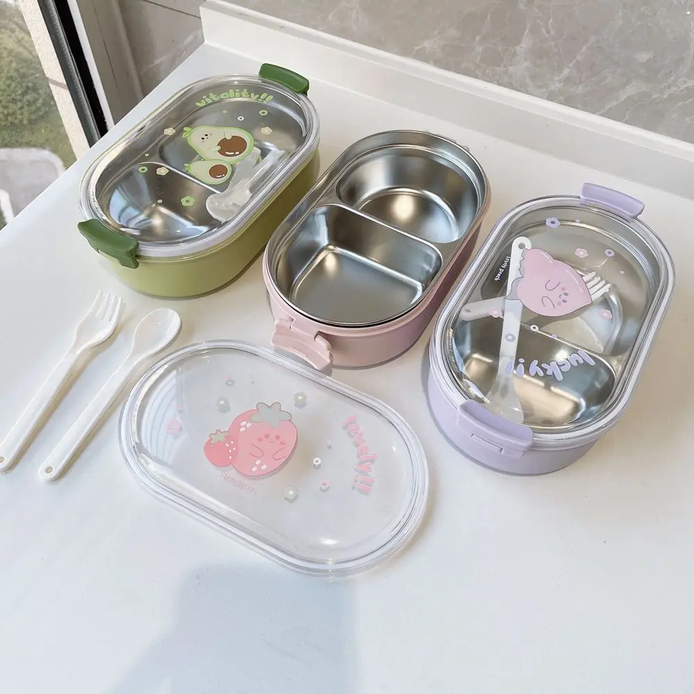 Double Compartment Thickened Lunch Box High Aesthetic Cute Bento Box for Students and Adults, Divided Lunch Box for Dormitory, Insulated Lunch Box