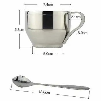 N22  Cangkir Set Sendok Piring Kopi Stainless Steel   One Two Cups - 201 1