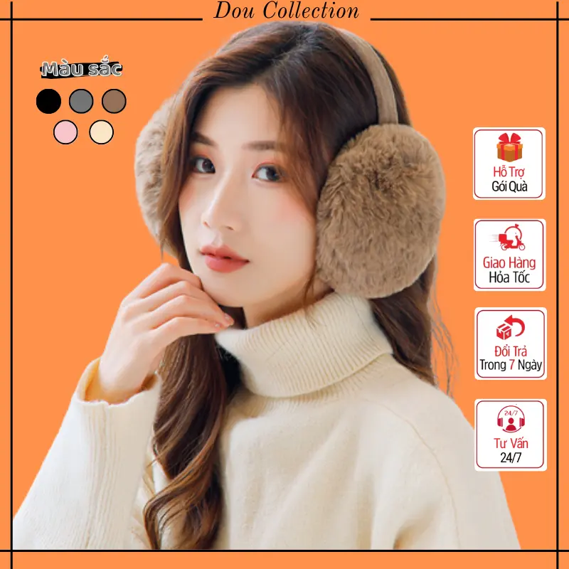 Chụp tai unisex, Bịt tai bông giữ ấm hoạ tiết trơn basic phong cách Hàn Quốc dễ thương thời trang thu đông - Mã BT001 Hoa Nhung Women