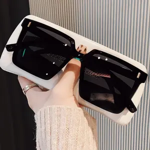 Kacamata hitam trendi bingkai besar baru 2025, kacamata hitam persegi kelas atas wanita, kacamata hitam anti-UV