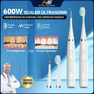 Hope Sound Smart Ultrasonic Scaling Alat Pembersih Karang Plak Sikat Gigi Electric 600W dengan 5 Mode Getaran Frekuensi Tinggi & Baterai USB IPX6 Tahan Air