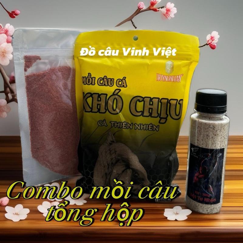 Bộ mồi câu Khó Chịu + Bột Tôm + 1 lọ Tơ Nhện câu tổng hợp tự nhiên- Đồ Câu Vinh Việt Đi Câu Bắt Cá Câu Cá Nam Fishing