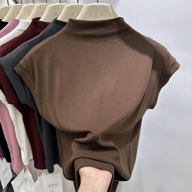 Product Introduction of Áo Thun Cổ Lọ Nửa, ngắn Tay Áo, Áo Dệt Kim, Dành Cho Nữ, Phong Cách Mới Mùa Thu Và Mùa Hè, Áo Sơ Mi Cơ Sở Lớp Bên Trong, Dễ Thương Và Gợi Cảm, Dễ Phối Đồ Ngọt Ngào Và Cay, Năm 2025 11