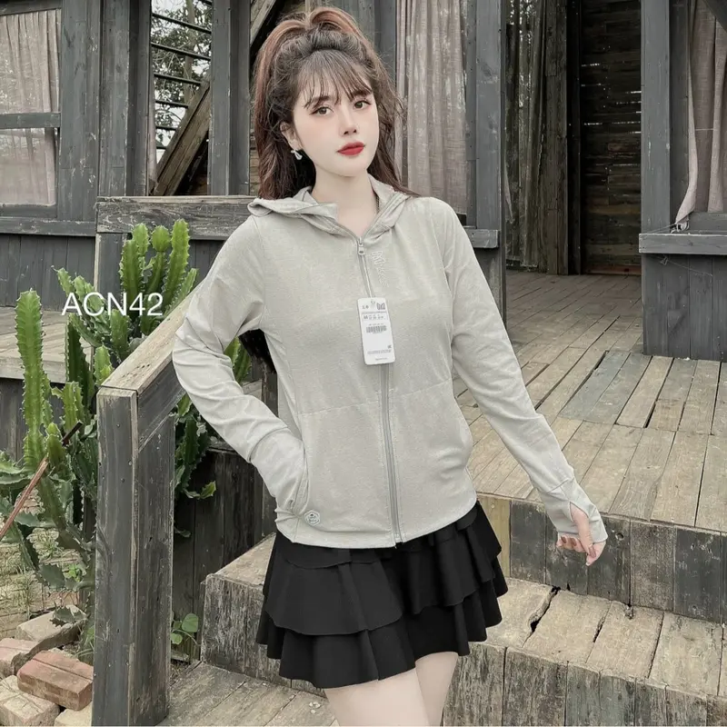 Áo chống nắng Nữ 2 lớp Morris chất muối tiêu shop Ngắm 2