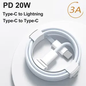 Kabel Data Fast Charging Type-C to Type-C & Type-c to Lightning PD Quick Charge 1M 20W Converters Mobile Cables Charger Panjang