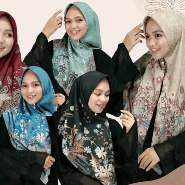 Segiempat Motif Instan Resleting Dagu / Hijab Zipper Motif Segiempat Instan