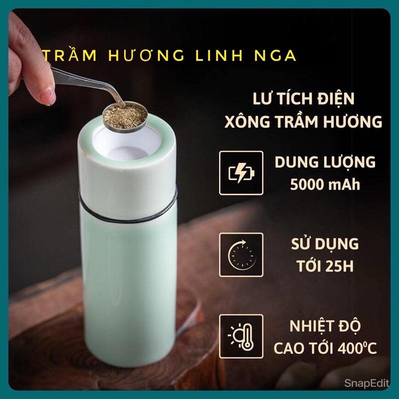Product Introduction of Lư xông trầm hương bằng điện di động, có chế độ xạc pin như , thời lượng sử dụng lên tới 25 giờ, nhiệt độ cao lên tới 400°C. Chất liệu gốm sứ cao cấp cách nhiệt, tiện lợi khi mang đi xa ( QUÀ TRI ÂN: Hũ 5gram dăm kì Hải Nam)   ) Dầu Thơm Phòng Dầu Thơm 1