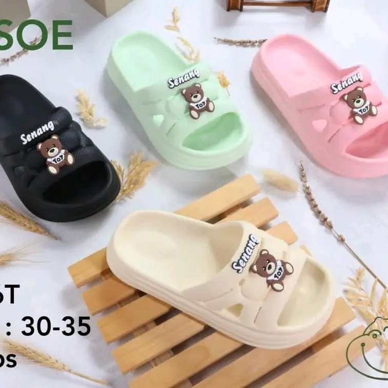Sandal Slop anak wanita Tanggung Motif teddyBear Eva Pylon Irsoe 356T