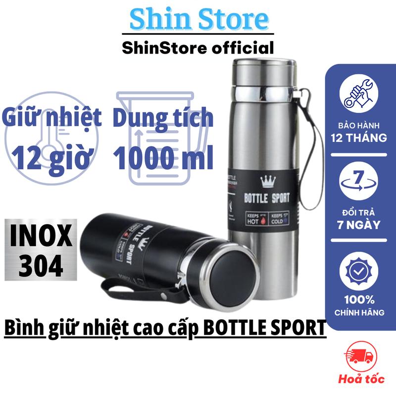 Bình Giữ Nhiệt Cao Cấp VACUUM CUP, Dung tích 1000ml inox 316 không gỉ sét - SHINSTORE