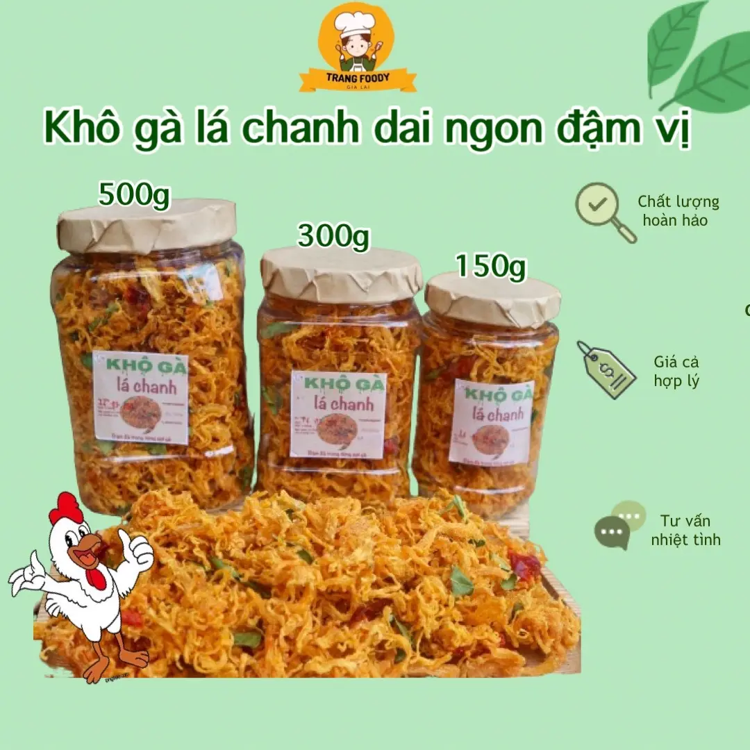 500g Khô gà lá chanh dai ngon đậm vị loại 1 Trang foody Snack Ăn Vặt