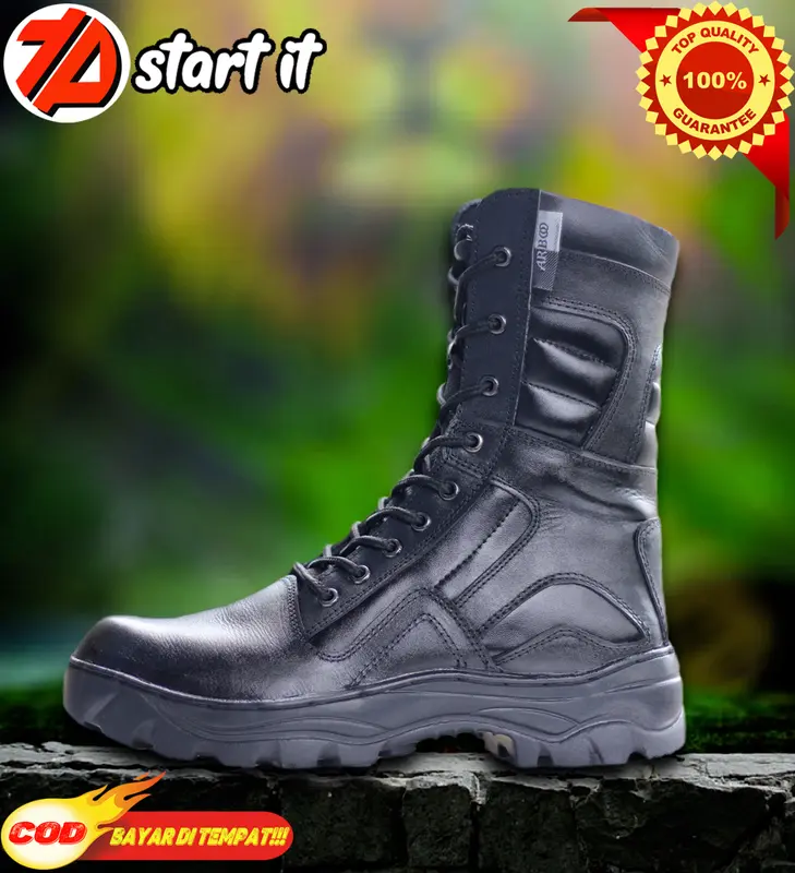 sepatu PDL laras bahan kulit sapi asli safety ujung besi out sol radial,out sol army 4