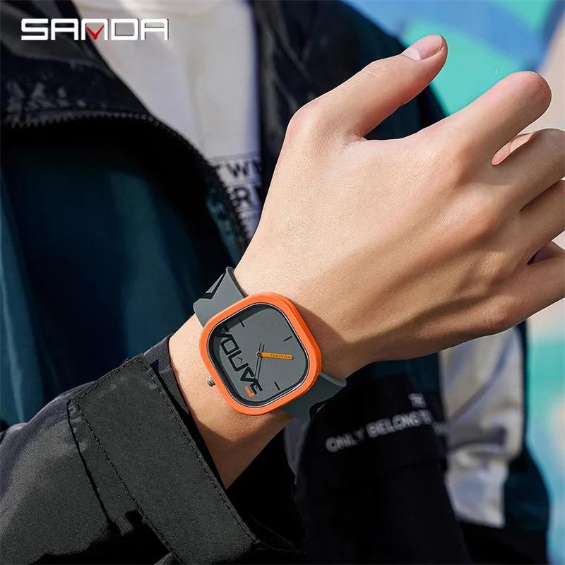Đồng Hồ Thời Trang Thiết Kế Chính Hãng, SANDA 3203, 2023 Mới, Đồng Hồ Thạch Anh Sang Trọng, Thương Hiệu Silicon, Unisex, Đồng Hồ Đeo Tay Chống Nước, Đơn Giản 6