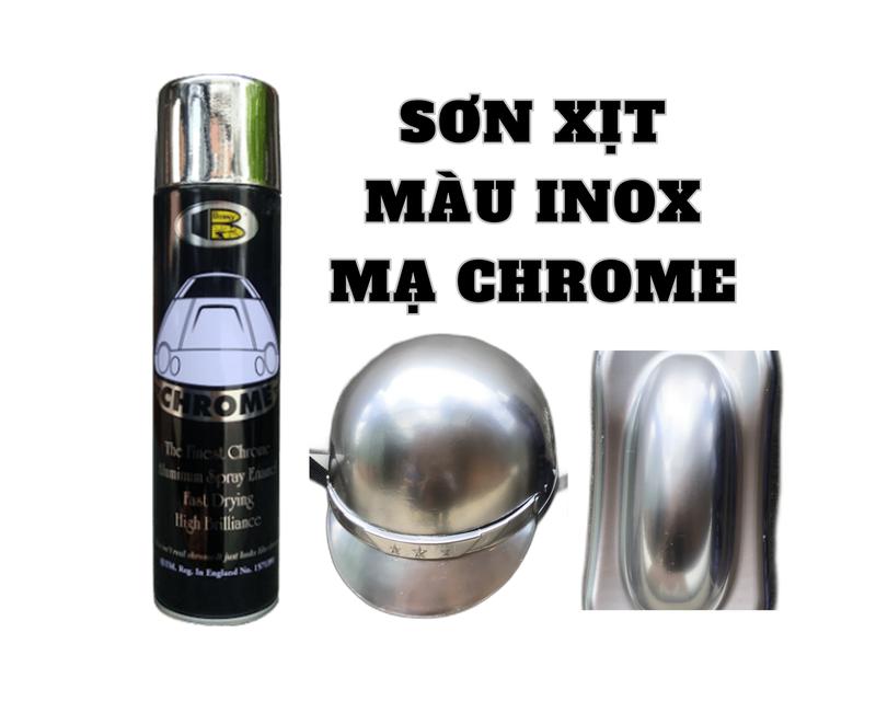 Sơn xịt màu inox mạ Chrome Crom bạc Bosny dùng cho kim loại ô tô xe máy