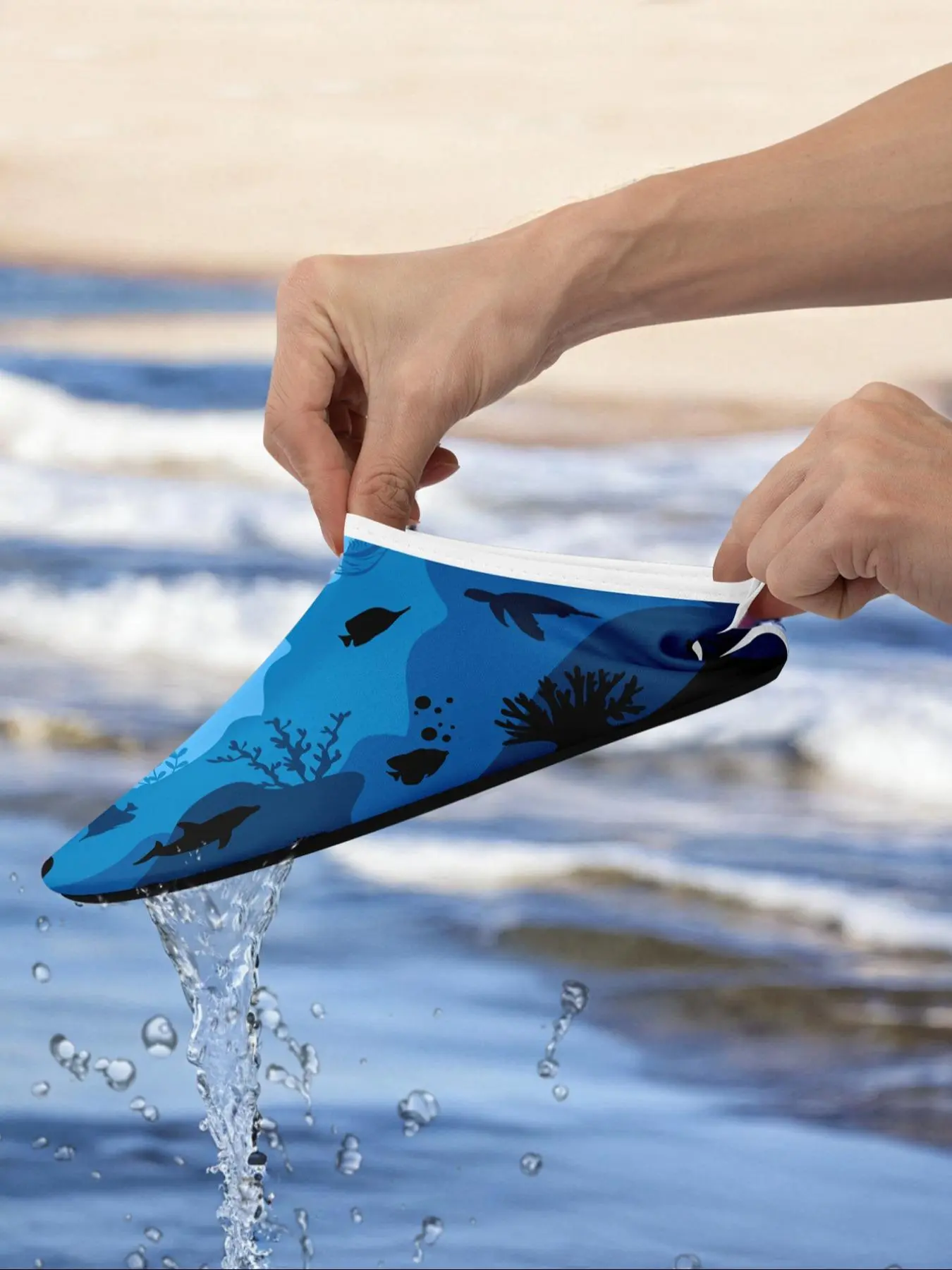 Men's Random Ocean Print Water Shoes, Casual Quick Drying Aqua Shoes for Beach Swimming, Barefoot Beach Aqua Socks Swim Shoes for Men & Women
