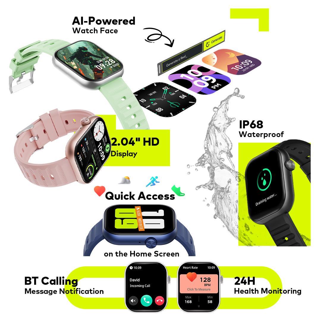 Official itel Smart Watch ISW-O20 AI Watch Face | Pemantau Kesehatan 24 Jam | Layar HD 2.04" | Panggilan BT | Tahan Air IP68 Smartwatch - Black