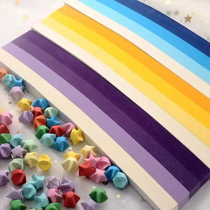 Star origami gradient color glow-in-the-dark Lucky Star Paper five-pointed star Origami paper Luminous DIY handmade double-sided cartoon origami paper