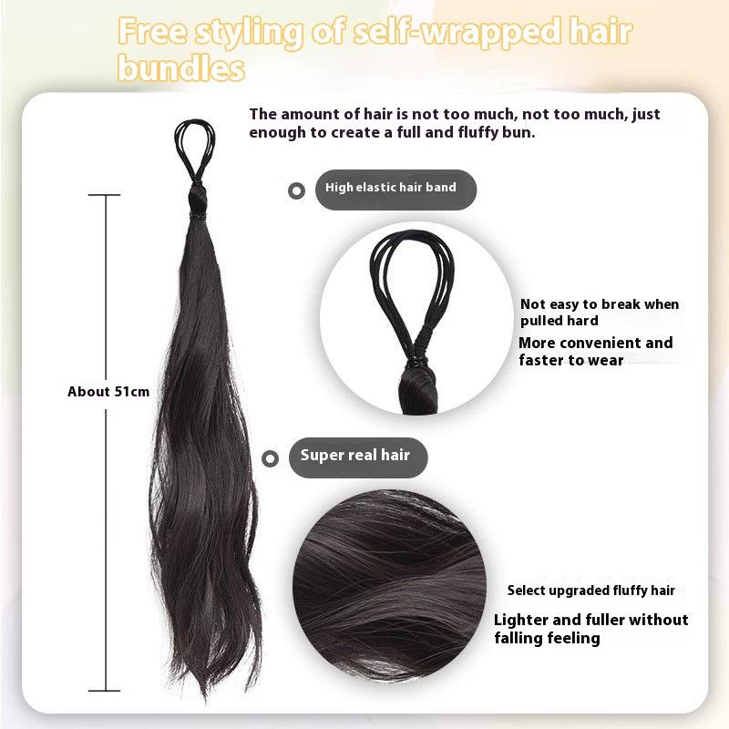 Product Introduction of Wig Ponytail Self-Winding Hair Band Bun Wig Women's Mid-Length Hair Extensions Artificial Hair Tied 7
