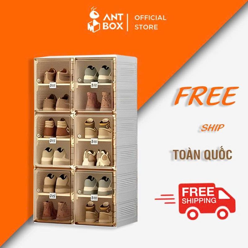 Tủ Nhựa Đựng Giày Dép Nhựa ABS Cao Cấp, Nắp Nhựa Cứng Trong Suốt Gấp Gọn 12 Ngăn Chống Bụi