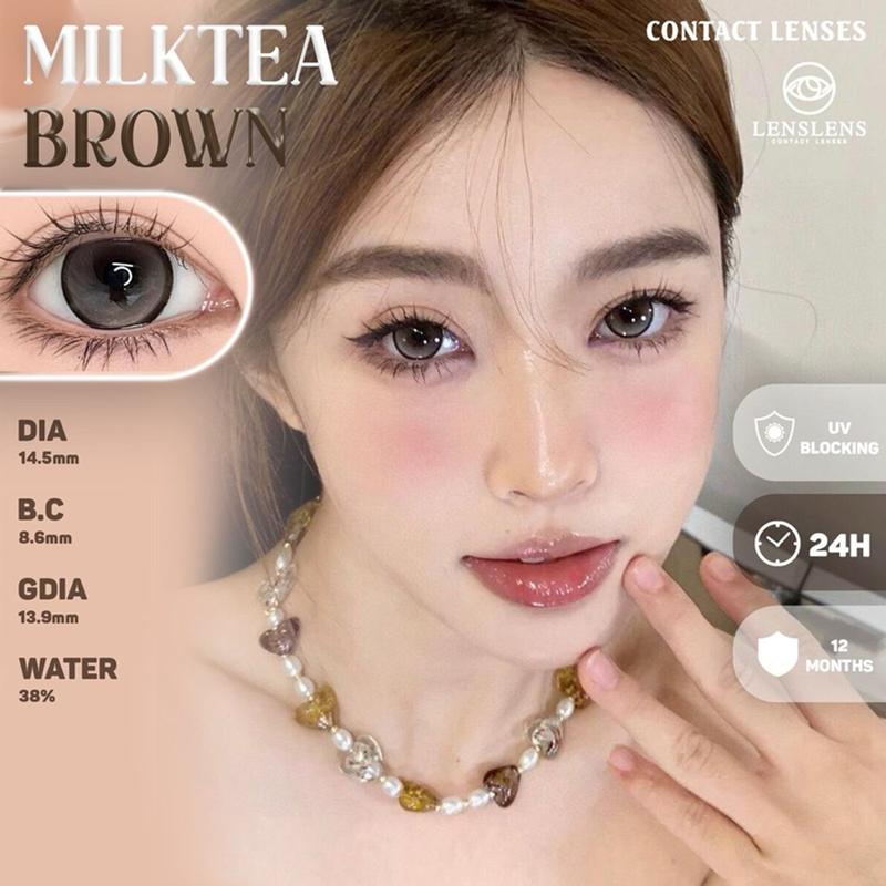 LENS 1 NGÀY Lens Mắt Kính Áp Tròng Nâu Trà Sữa Giãn To Milk Tea Brown Sử Dụng Trong 1 Ngày
