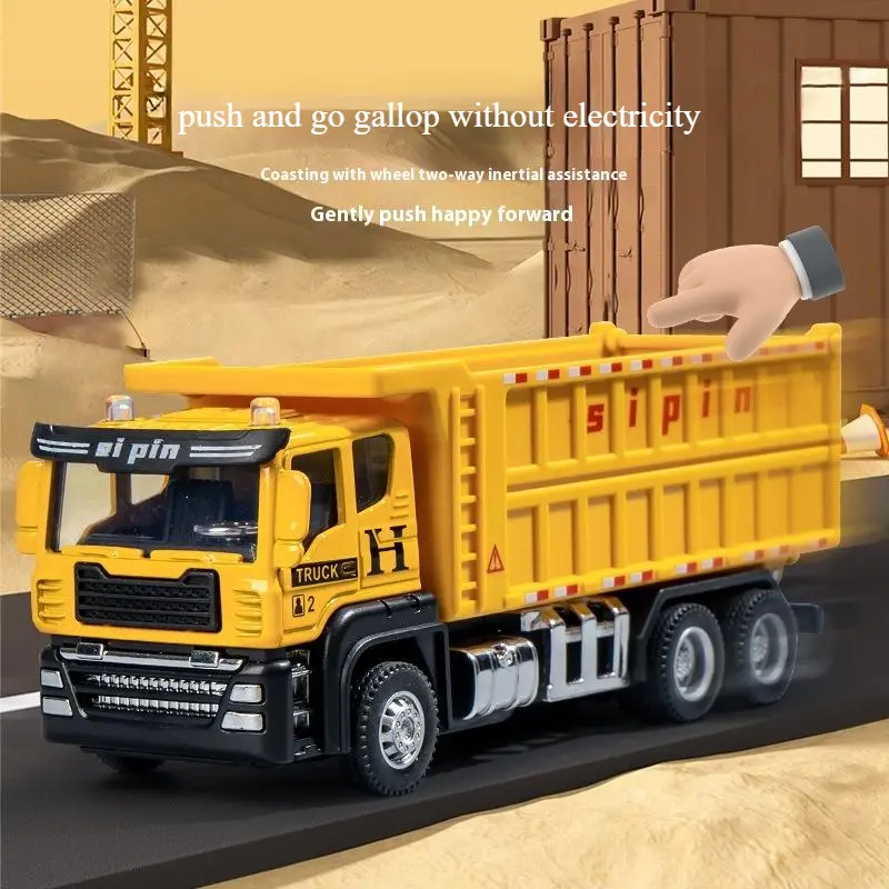 Inertial Alloy Dump Truck Simulation Engineering Vehicle Model, Regenerative Driving Excavator, Children's Alloy Car Model