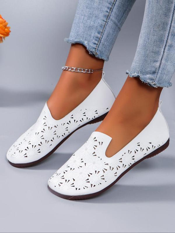 Women's Hollow Out Design Slip on Flats, Casual Comfortable Breathable Flat Shoes for Daily Wear, Lightweight Breathable Shoes for Women & Girls 5