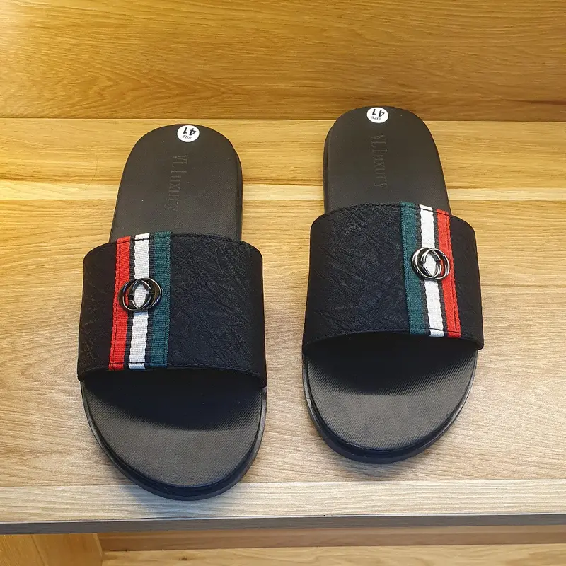 dép nam  GC3 Slipper Nhung Len Nam Đồng Đồng đế cao su non êm mềm mại - Đế Bằng, quai da sít cao cấp DéP dép  sọc depnam  chat dép  đi slipperyt đẹp 6