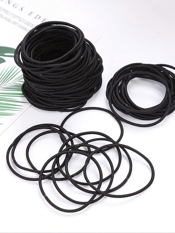 Solid Color High Stretch Hair Ties, 100pcs Elastic Rubber Bands for Women & Men, Thin Hair Rubber Bands, Ponytail Scrunchies, Hair Accessories for Women 3