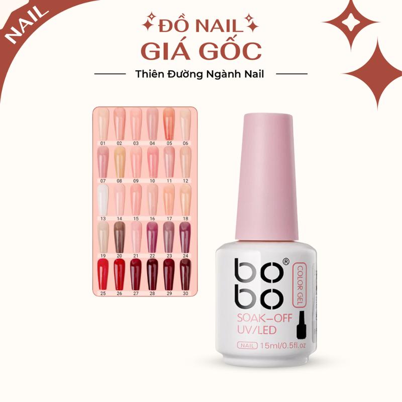 Sơn gel thạch Bobo chính hãng 30 màu - Sơn móng tay Bo Bo làm nail chất gel đặc lên màu chuẩn lẻ chai 15ml sơn  gel