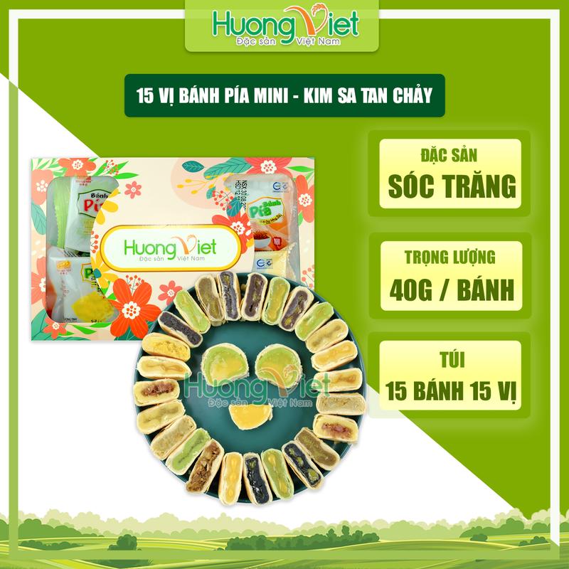Hộp quà HOA BAN MAI 15 vị bánh pía kim sa Sóc Trăng, Bánh pía Tân Huê Viên 15 bánh 15 vị khác nhau