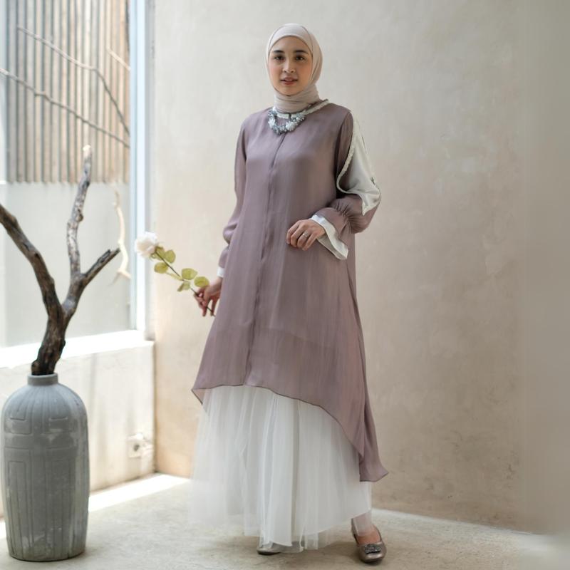 Eclemix Tunic Reya | Atasan Wanita Tunic Mewah Resleting Depan | Baju Pesta Kondangan 7