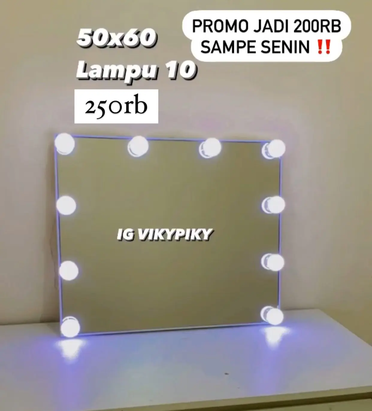 TERMURAH Vanity mirror KOTAK by Vikypiky ukuran 50x60cm