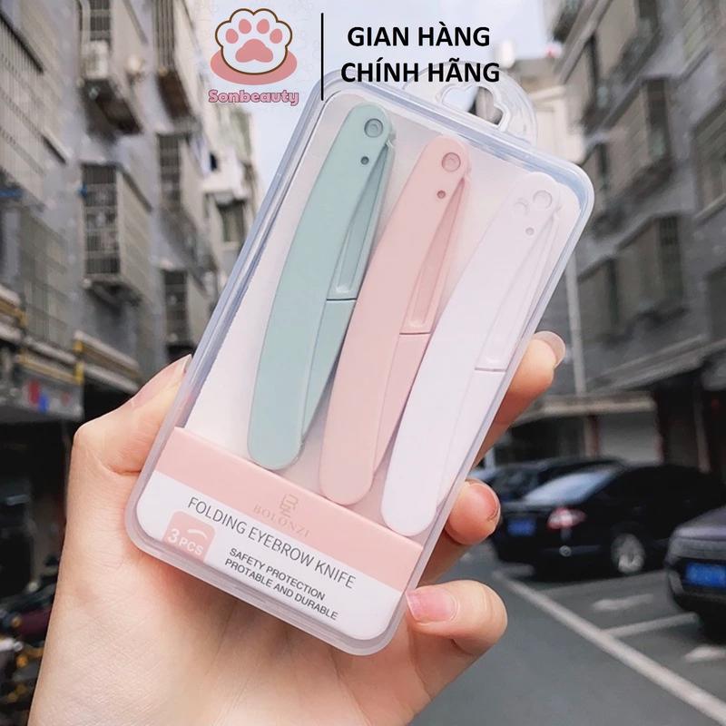 Sét 3 Dao Cạo, Tỉa Lông Mày, Chân Mày, Tóc Mái Tiện Lợi không gỉ nội địa Trung Trang Điểm Mỹ Phẩm