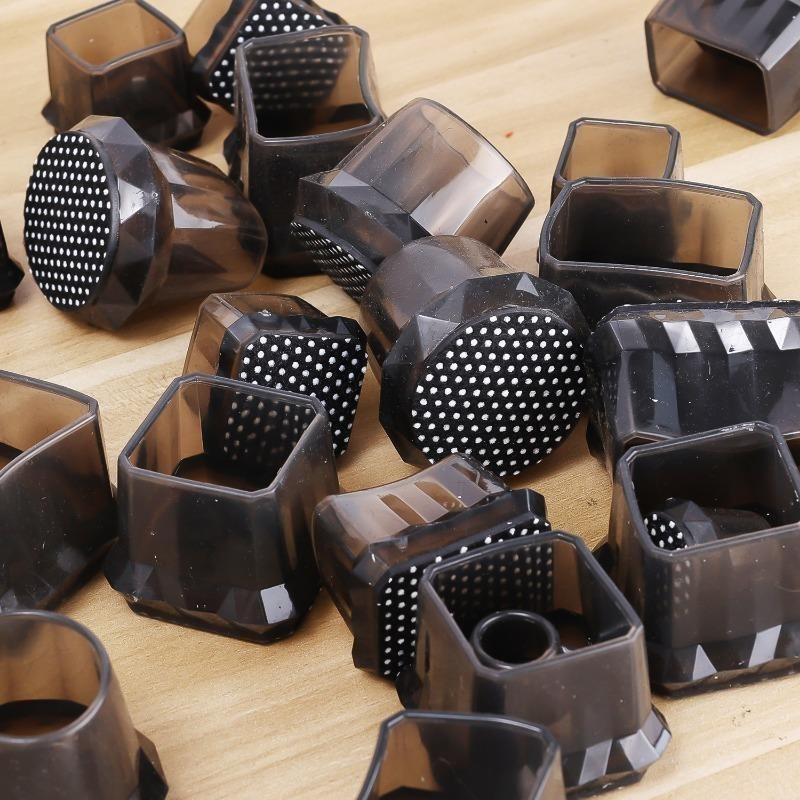 4Pcs Chair Leg Floor Protectors Square Circular Thick Felt Pads Translucent Non-Slip Silicone Furniture Leg Covers 7