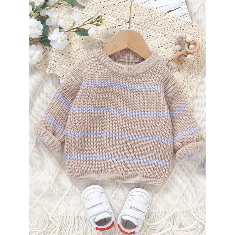 Newborn Baby Sweater Casual Stripe Print Warm Knitted Long Sleeve Pullover Infant Knitwear for Toddler 3